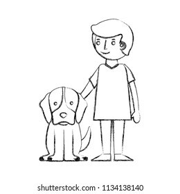 little boy with dog mascot avatar character