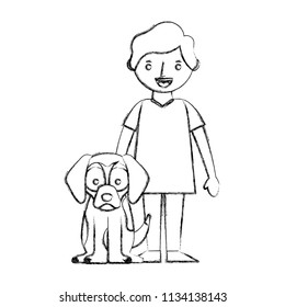 little boy with dog mascot avatar character