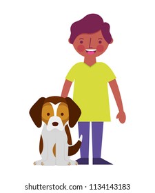 little boy with dog mascot avatar character