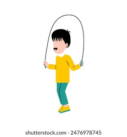 Little Boy Doing Jumping Rope