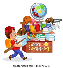 Little boy doing school shopping