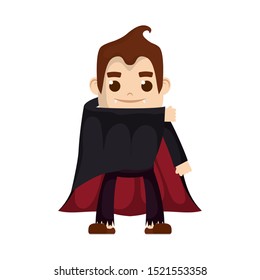 little boy with dracula costume character vector illustration design