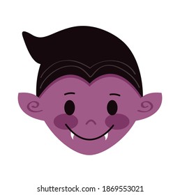 little boy with dracula disguise head character vector illustration design