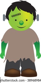 little boy dressed up as a cute frankenstein monster