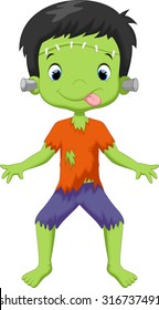 Little boy dressed up as Frankenstein