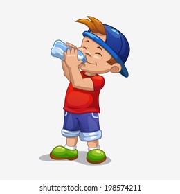 Little boy drinks water