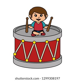 little boy with drum toy