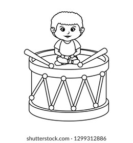 little boy with drum toy