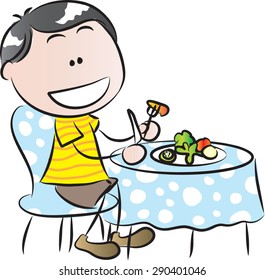 little boy eating