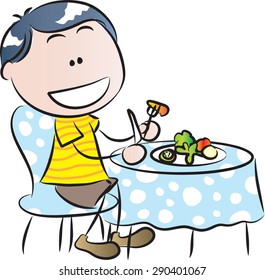 little boy eating