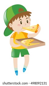 Little Boy Eating Pizza 