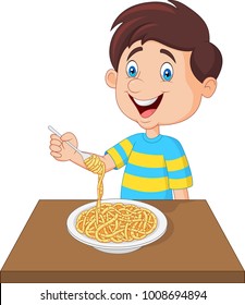 Little Boy Eating Spaghetti