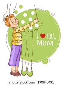 Little boy embraces his mother, eps10