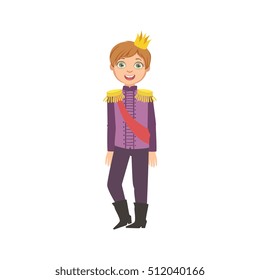 Little Boy With Epaulets Dressed As Fairy Tale Prince