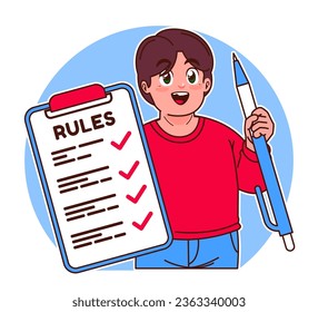 A little boy explains the rules