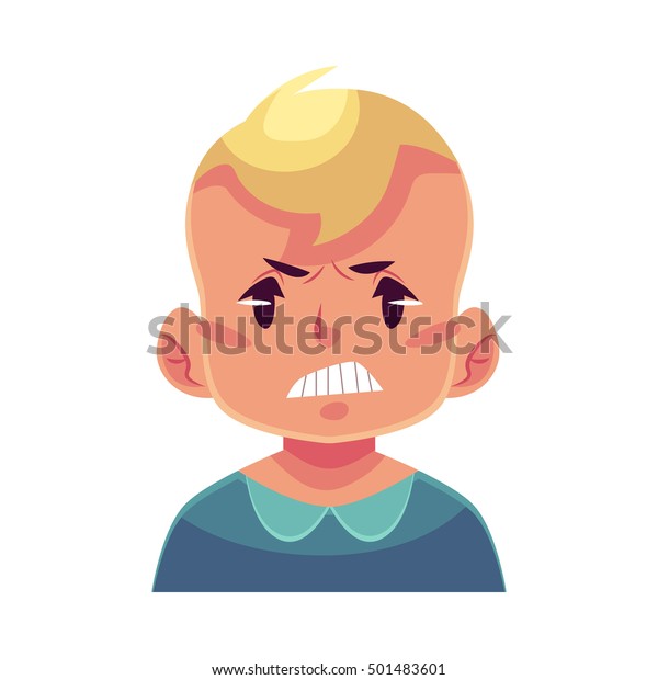 Little Boy Face Angry Facial Expression Stock Vector (Royalty Free