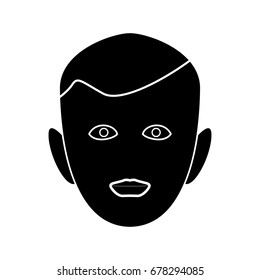 Little boy face black icon .
