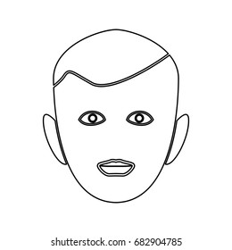 Little boy face black icon .