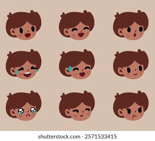 Little boy faces, facial expressions