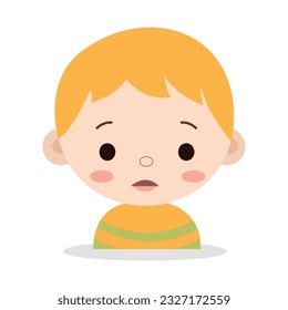 Little boy feeling sad and worried vector illustration design