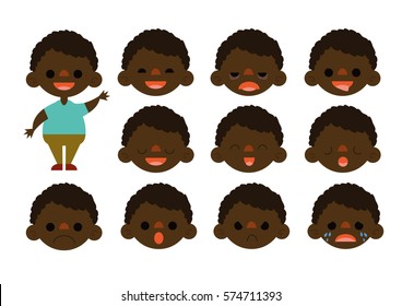 Little Boy Feelings Set Vector