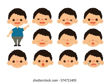 Little Boy Feelings Set Vector