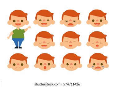 Little Boy Feelings Set Vector