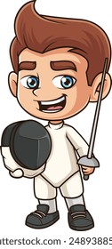 Little boy fencing vector illustration