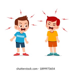 little boy fight and argue with his friend