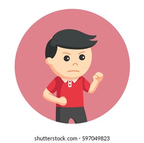 little boy fighting pose in circle background
