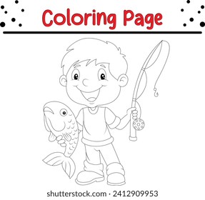 little boy fishing Coloring page