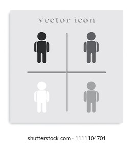 Little boy flat black and white vector icon.