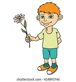 The little boy with the flower.