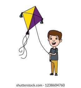 little boy flying kite