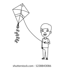 little boy flying kite