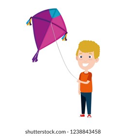 little boy flying kite