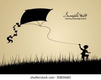 Little Boy Flying A Kite