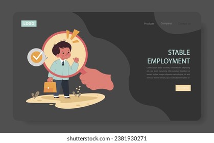 Little boy in a formal business suit web banner or landing page. Positive impact of father' involvement on child' future employment. Engaged or committed fatherhood. Flat vector illustration.