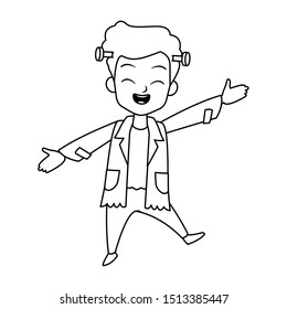 little boy with frankenstein costume character vector illustration design