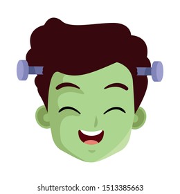 little boy with frankenstein costume head character vector illustration design