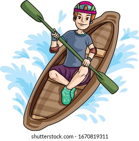 Der kleine Junge mit einem Schutzanzug auf der Cartoon-Vektorillustration