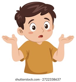 Pequeño niño gesticulando No sé Ilustración vectorial aislada sobre fondo blanco