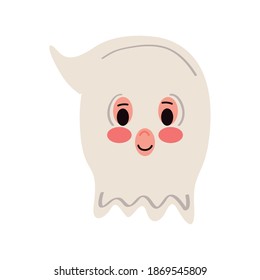 niño pequeño con el diseño de ilustración vectorial de carácter de cabeza disfrazada de fantasma