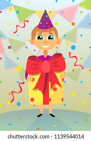 Little boy with a gift