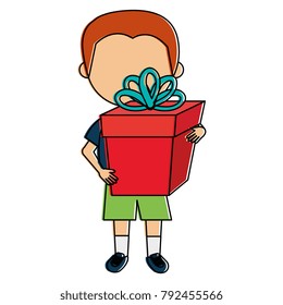 little boy with gift