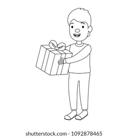 little boy with gift character