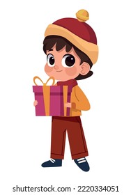 little boy with gift character