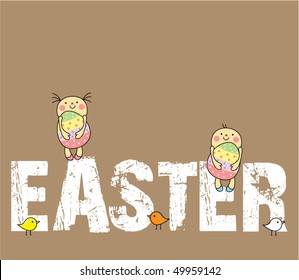 little boy and girl easter greeting