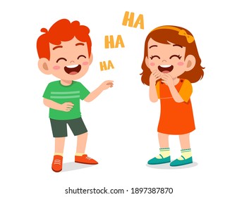 little boy and little girl laugh together