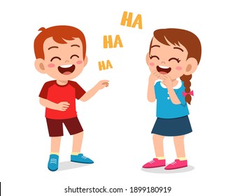 little boy and little girl laugh together